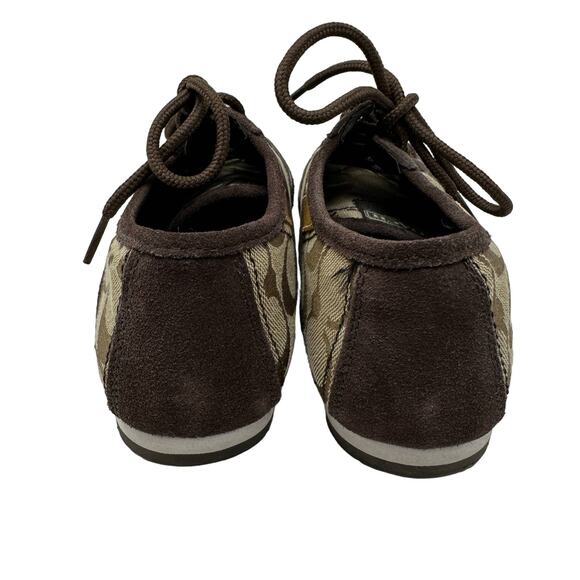 Coach Sneakers Women's Size 8.5 Yolanda lace Up Brown Monogram Gold - Picture 4 of 6